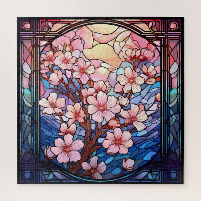 Cherry Blossomo Stains Glass Quebra-cabeça (Vertical)