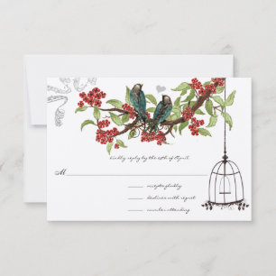 Cherry Blossoms Aqua Birdcage RSVP