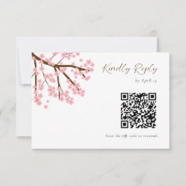 Cherry Blossoms Casamento RSVP Código QR Script Fl