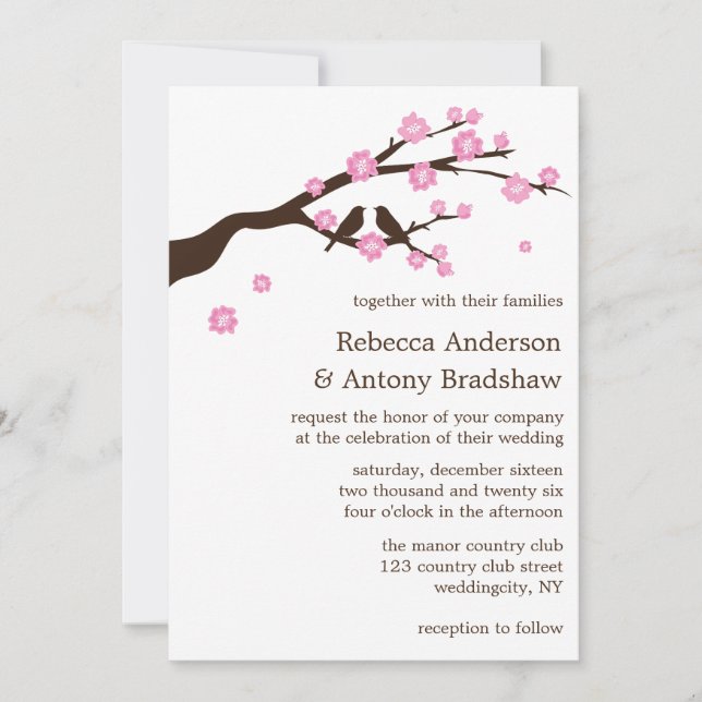 Cherry Blossoms Convites para Casamento (Frente)