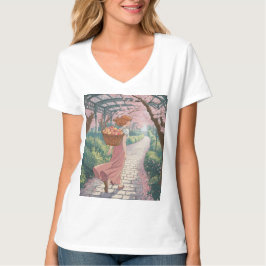 Cherry Blossoms Pergola Mulher Branca T-Shirt
