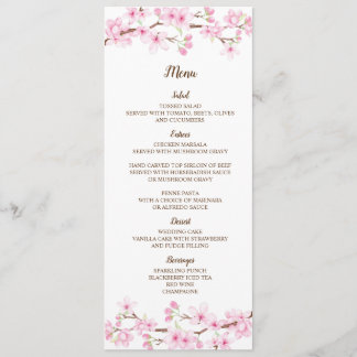 Cherry Blossoms Watercolor Menu Card