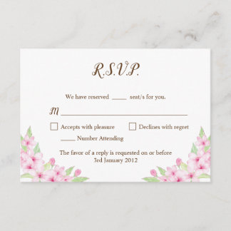 Cherry Blossoms Watercolor Wedding RSVP Card