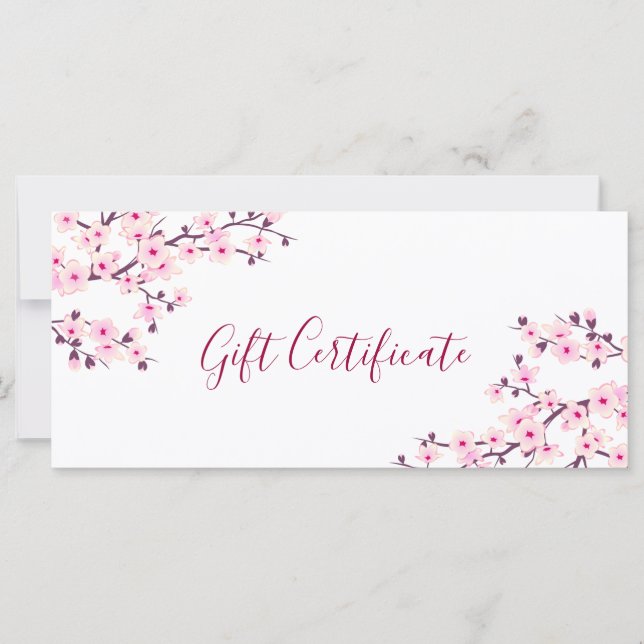 Cherry Blossoms White Gift Certificate (Frente)