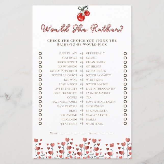 Cherry E Heart Iriam Ela Preferencialmente Jogo (Frente)