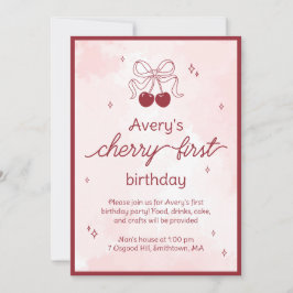 Cherry First Convite de aniversário