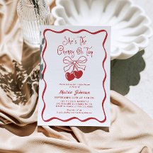 Cherry On Top Coquette Chá de fraldas Convite