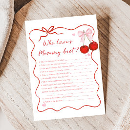 Cherry on Top Pink Bow Shower Who knows Mommy Game