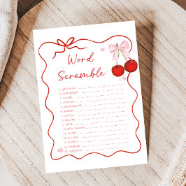 Cherry on Top Pink Bow Shower Word Scramble Game