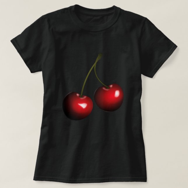 Cherry T-Shirt Fruta Funny Design - Escolher Cor (Frente do Design)