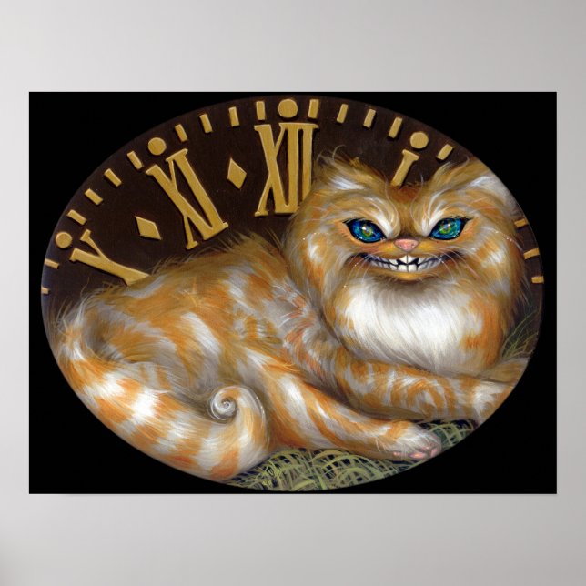 Cheshire Clock ART IMPRESSÃO Wonderland Cat (Frente)