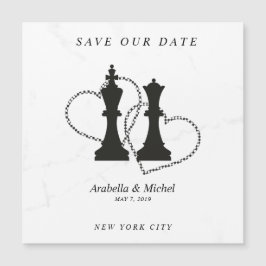 Chess King and Queen Pieces Wedding Design