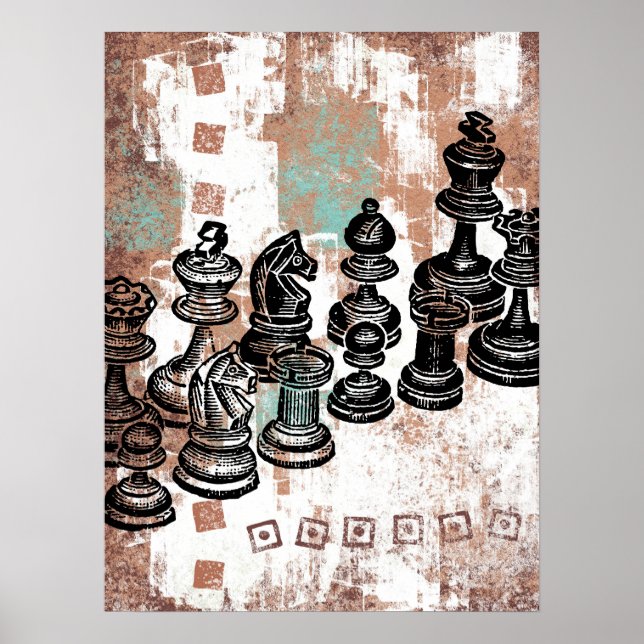 Chess Pieds Poster Wall Art (Frente)