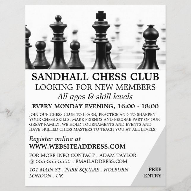 Chessboard, Chess Club Advertising Flyer (Frente)