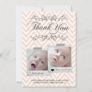 Chevron Baby Photos Obrigado Nota Cartões