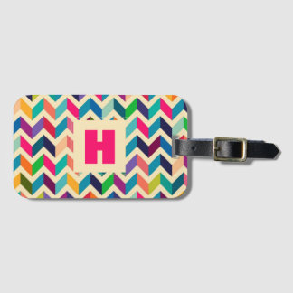 Chevron de cor arco-íris | Etiqueta de bagagem