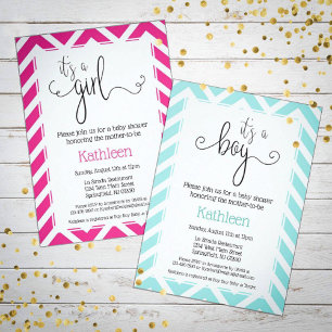 Chevron É um convite para Chá de Teal de Bebê