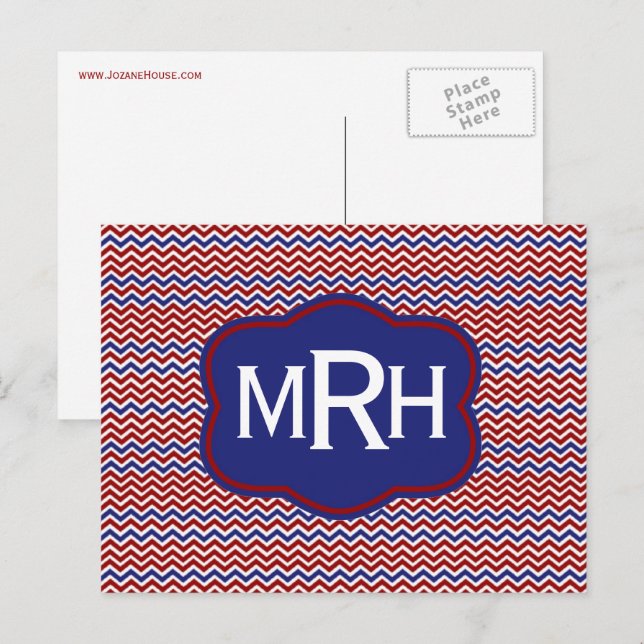 Chevron Navais em Cartão Postal Branco (Frente/Verso)