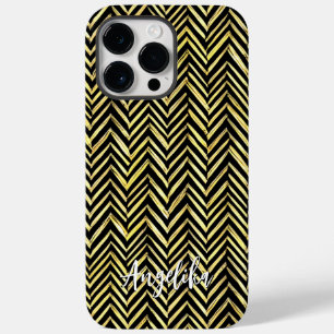 Chevron Personalizado Name em Preto e Dourado