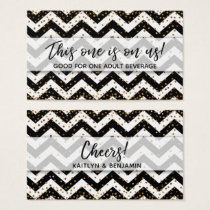 Chevron Preto e Branco, Tíquetes de Bebida Confett