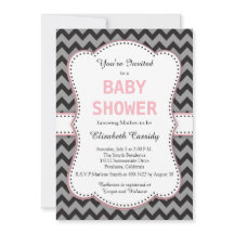 Chevron Preto e Cinza, Convite para Chá de fraldas