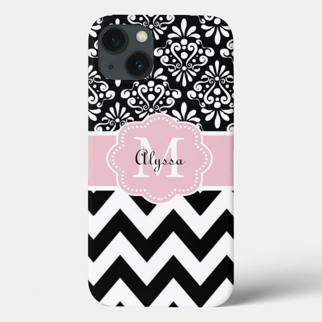 Chevron Rosa Preto Personalizado (Verso)