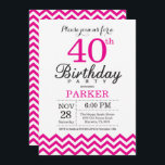 Chevron Rosa Quente de Convite aniversário de 40 a<br><div class="desc">aniversário de 40 anos com Chevron Rosa Quente.Preto & Branco. Aniversário Adulto. O Dia do Homem ou da Mulher Convidam.
Para mais personalização,  clique no botão "Personalizar" e use a ferramenta design para modificar este modelo.</div>