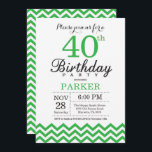 Chevron Verde de Convite aniversário de 40 anos<br><div class="desc">Convite para aniversário de 40 anos com Green Chevron. Preto & Branco. Aniversário Adulto. Convidam o Homem ou a Mulher Bday. Para mais personalização,  clique no botão "Personalizar" e use nossa ferramenta de design para modificar este modelo.</div>