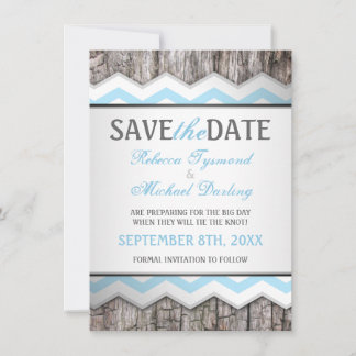 Chevron & Wood Rustic Salvar os Anúncios de Data