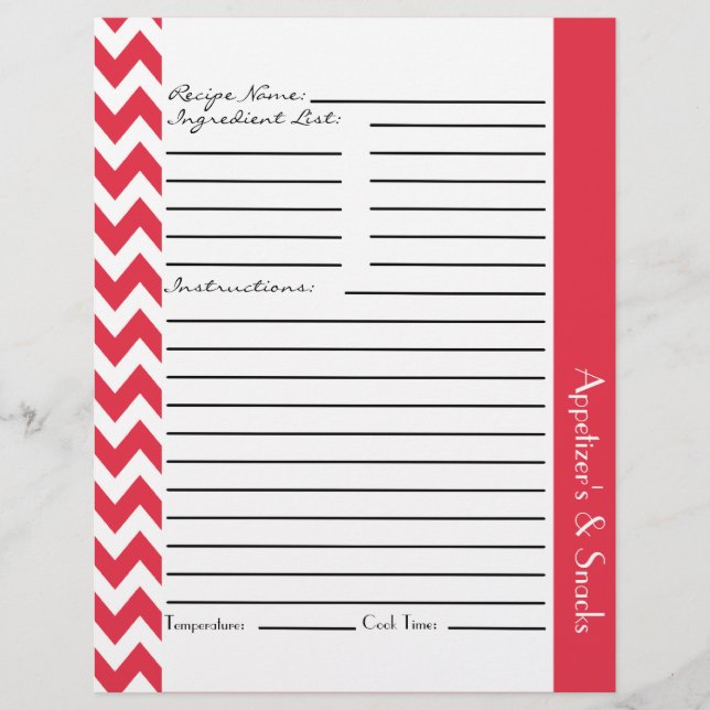 Chevron Zigzag - Folhas de receitas distribuídas - (Frente)