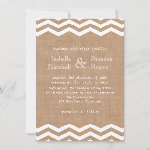 Chevrons no Convite de Casamento Burlap