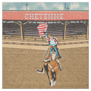 Cheyenne Rodeo Cowgirl American Flag Tecido 1
