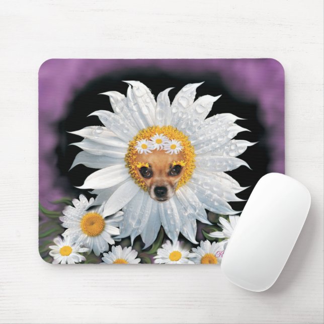 Chhuahua Puppy Daisy Blossom Mouse Pad (Com mouse)