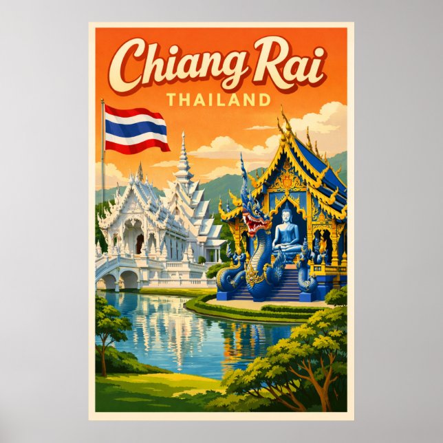Chiang Rai Thailand - Vintage Travel Poster (Frente)
