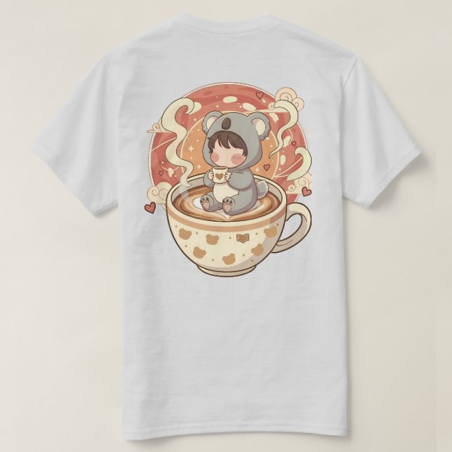 Chibi Koala Coffee Adventure Men's Graphic T-Shirt (Verso do Design)