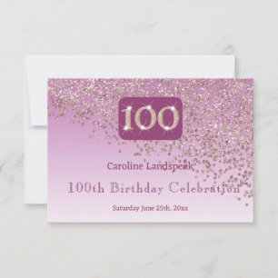 Chic 100 Birthday Rosa Glitter Dourado RSVP
