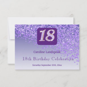 Chic 18 Birthday RSVP de Glitter Roxo