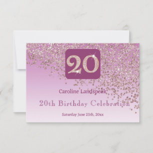 Chic 20 Birthday Rosa Dourada Glitter RSVP