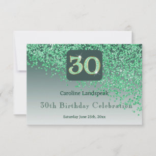 Chic 30 Birthday Green Glitter RSVP