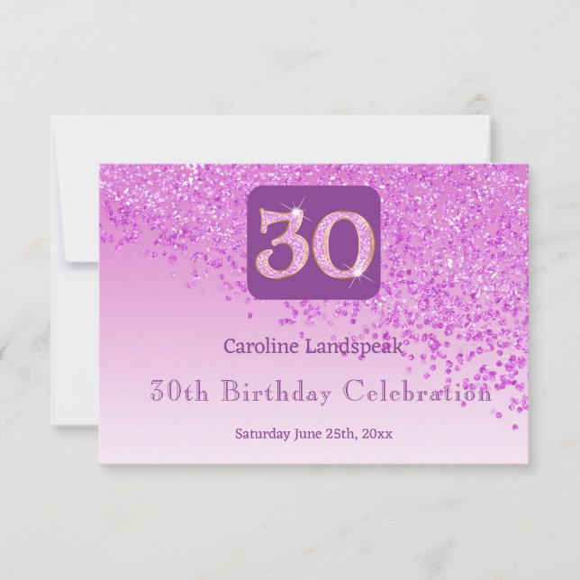 Chic 30 Birthday Pink Glitter RSVP (Frente)