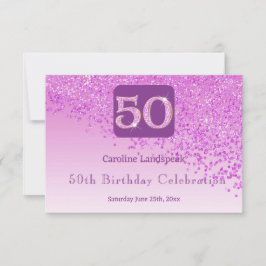 Chic 50 Birthday Pink Glitter RSVP