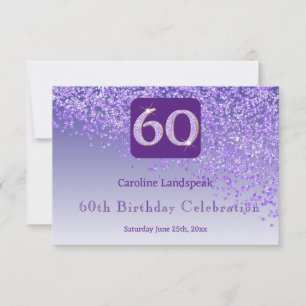 Chic 60 Birthday RSVP de Glitter Roxo