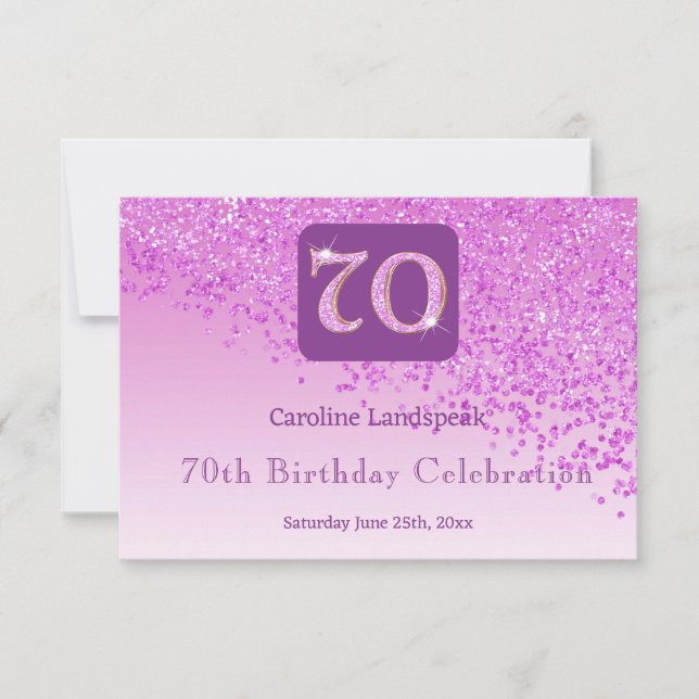 Chic 70 Birthday Pink Glitter RSVP (Frente)
