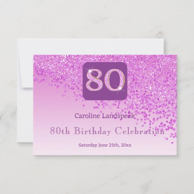 Chic 80 Birthday Pink Glitter RSVP (Frente)