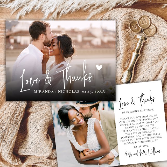 Chic Amor e Agradecimento Coração Script 2 Foto Ca (Criador carregado)