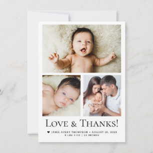 Chic Amor e Obrigado Bebê Foto Anúncio de Nascimen
