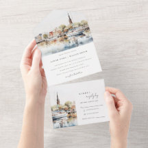 Chic Annapolis Maryland Watercolor Wedding