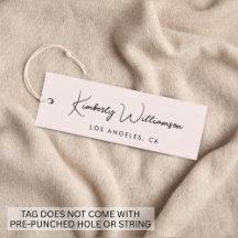 Chic Assinatura Script Etiqueta Pendente Rosa