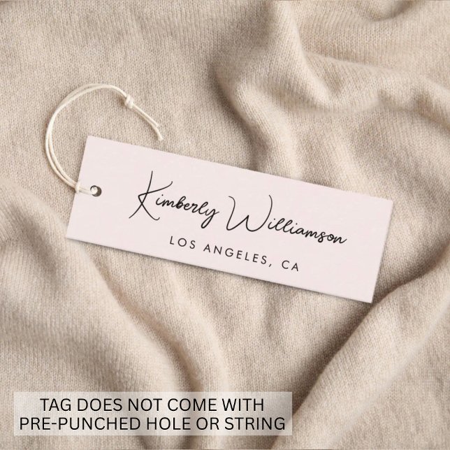 Chic Assinatura Script Etiqueta Pendente Rosa (Empower your name in our signature script as your logo and brand identity)