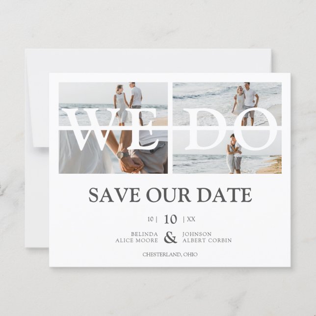 Chic Baixo Custo Fazemos 4 Fotos Colagem Casamento (Frente)